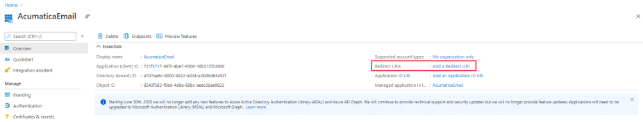 How do we enable Azure AD login for Acumatica Add-In in Outlook?